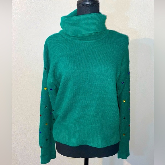 VINTAGE Richard and Company Sweater Womens M Wool Angora Turtleneck Geometric - Picture 1 of 10